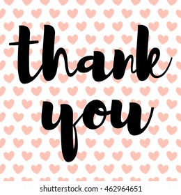 Thank you lettering card. Cute pattern for wedding. Vector royalty free stock illustration for greeting card, ad, promotion