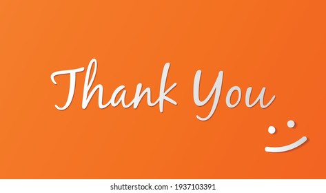 Thank you lettering card on orange background. Calligraphy modern Vector illustration on orange background