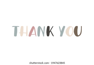 Thank you lettering card on white background. Calligraphy modern Vector illustration