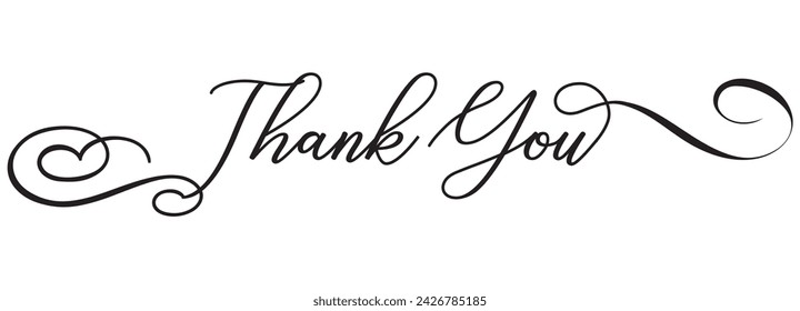 Thank you lettering card on white background. Calligraphy modern Vector illustration on white background