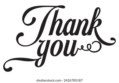 Thank you lettering card on white background. Calligraphy modern Vector illustration on white background