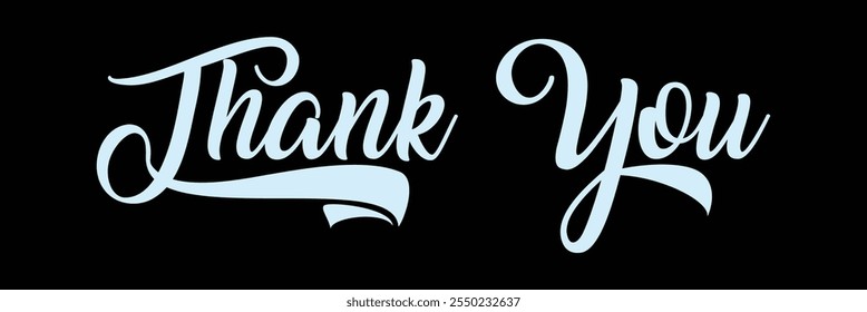 Thank you lettering card on black background. Calligraphy modern Vector illustration on black background. Thank you.