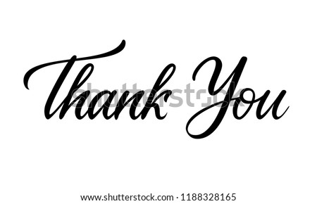Thank you lettering card on white background. Calligraphy modern Vector illustration on white background