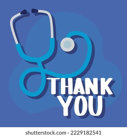 thank you lettering card with stethoscope