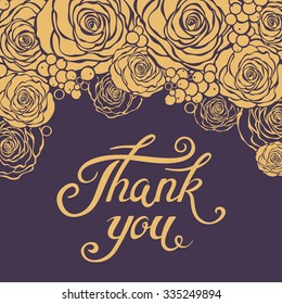  Thank You lettering card template with floral elements.