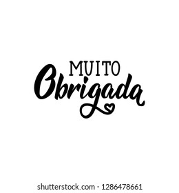 Thank you lettering card. Translation from portuguese - Thank you very much. Muito obrigado. Perfect design for greeting cards, posters, T-shirts, banners, print invitations.