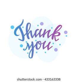 Thank you lettering concept with gradient. Vector hand drawn text.