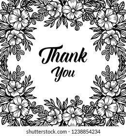 Thank you lettering design with flower vector illustration