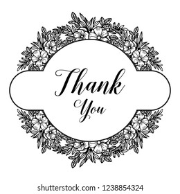 Thank you lettering design with flower vector illustration