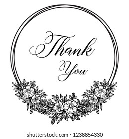 Thank you lettering design with flower vector illustration