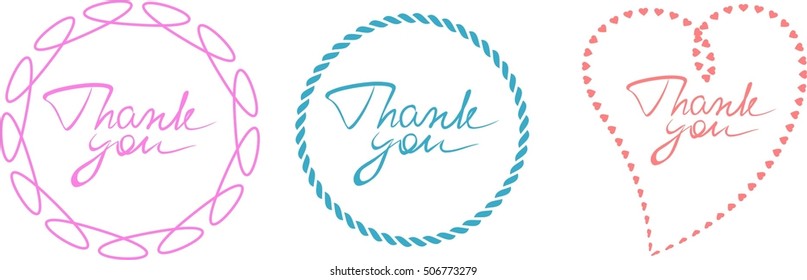 Thank you lettering with different frames.