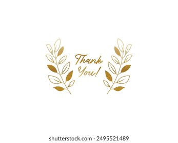 Thank You Lettering with Floral Elements. Thank you floral design calligraphy. Hand drawn decorative Thank You banner in English with simple spring flower ornament on white background