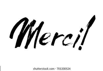 Thank you lettering in french. Merci Hand drawn vector phrase. Handwritten modern brush calligraphy for invitation and greeting card, t-shirt, prints and posters