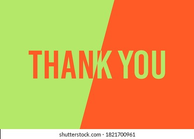 Thank You Lettering. Green and Orange Text with Negative Space isolated on Double Background. Flat Vector Illustration Design Template Element for Greeting Cards.