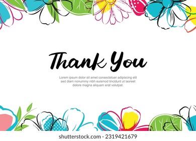 Thank you lettering greeting card. Thank you calligraphy handwritten card template background.