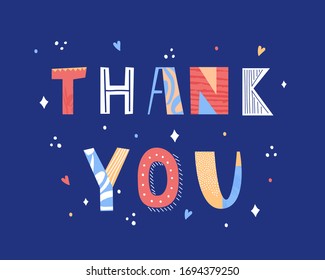 Thank you lettering. Hand drawn phrase. Vector illustration. 