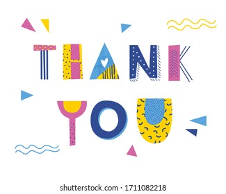 Thank you lettering. Hand drawn phrase. Vector illustration. 
