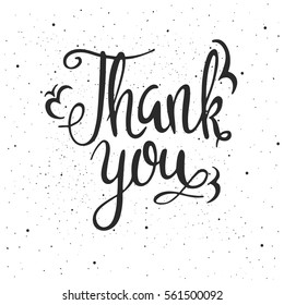 Thank you lettering. Hand drawn vector illustration, greeting card, design, logo.