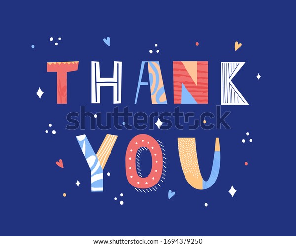 Thank You Lettering Hand Drawn Phrase Stock Vector (Royalty Free ...