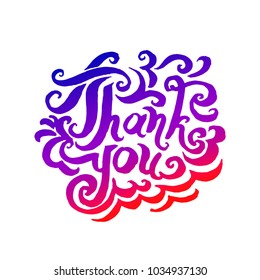 Thank you lettering hand drown illustration 