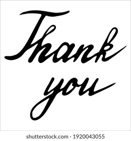 Thank You. Lettering. Hand written. Isolated on white background. Vector EPS10. 