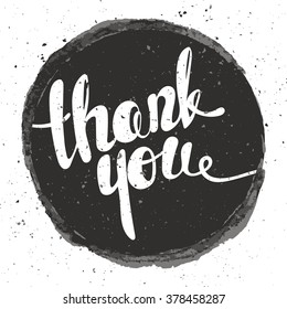 Thank you lettering. Hand written Thank you poster. Modern hand lettering. Vector illustration