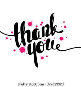 Thank you lettering. Hand written Thank you poster. Modern hand lettering.