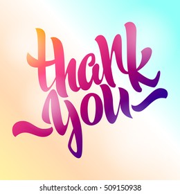 Thank you lettering. Hand written Thank you poster. Modern hand lettering on a colored background