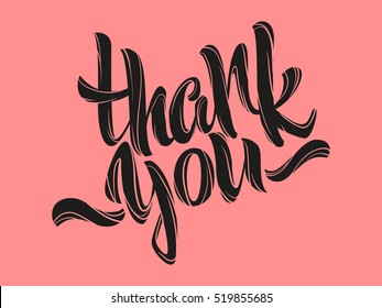 Thank you lettering. Hand written Thank you poster. Modern hand lettering on a bright background
