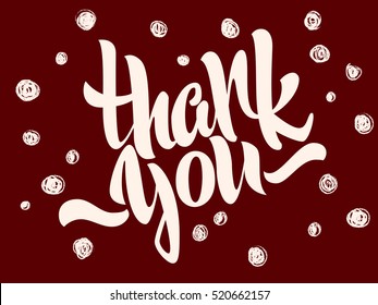 Thank you lettering. Hand written Thank you poster. Modern hand lettering on a bright background