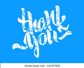 Thank you lettering. Hand written Thank you poster. Modern hand lettering on a bright background