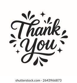 Thank you lettering, hand-drawn text. calligraphy for a greeting card, wedding note, business sticker, or gift tag. vector typography.