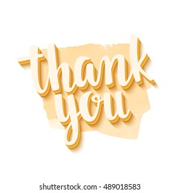 Thank you. Lettering handwritten brush calligraphy for social media contests and special offer. Vector lettering and hand painted watercolor spot background for your blog design on white background. 