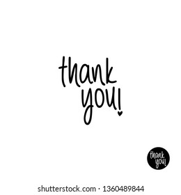 thank you lettering, handwritten and calligraphy vector illustration