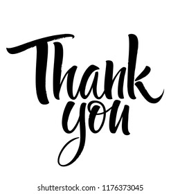 Thank You Lettering Handwritten Modern Calligraphy Stock Vector ...