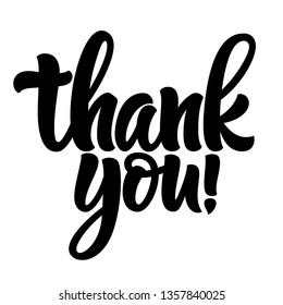 Thank You lettering. Handwritten modern calligraphy, brush painted letters. Vector illustration. Template for greeting card, poster, logo, badge, icon, banner tag