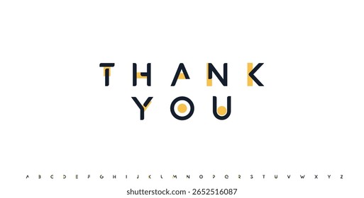 Thank you lettering, inspirational quote, motivational phrase. Futuristic geometric alphabet logo font. Vector illustration