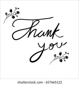 Thank You Lettering Leaves Hand Draw Stock Vector (Royalty Free ...