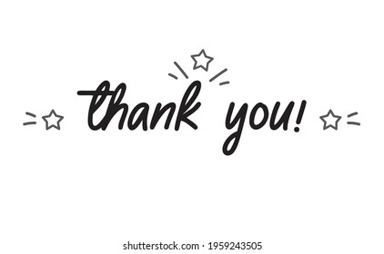 Thank you lettering message. Hand drawn style typographic message with ornaments.