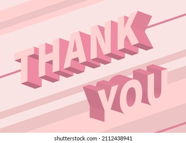 Thank you lettering, modern typographic poster in pink colours
