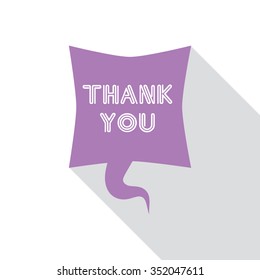 Thank you lettering on flat design with speech bubble icon.