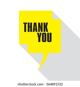 Thank you lettering on flat design with speech bubble icon.