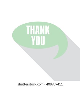 Thank you lettering on flat design with speech bubble icon.