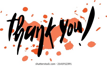Thank you lettering on an orange background