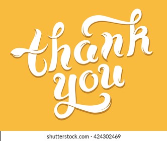 Thank you lettering on yellow background