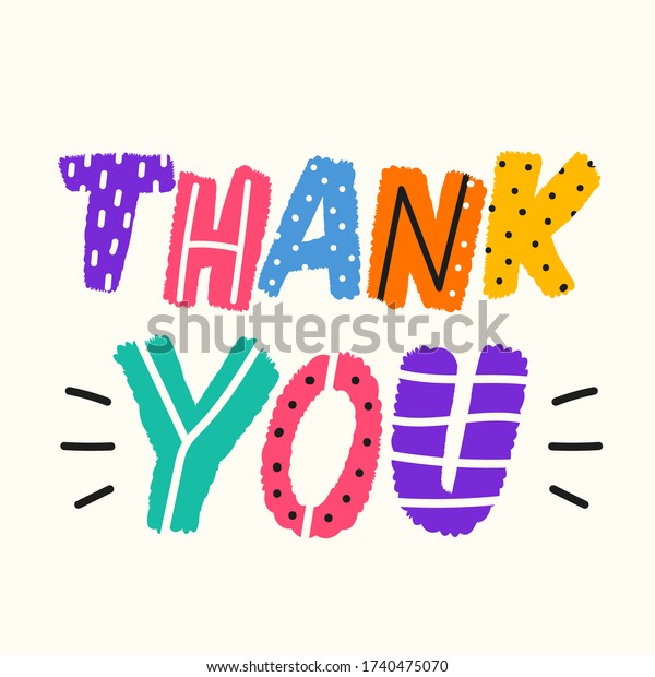 Thank You Lettering Phrase Greeting Card Stock Vector (Royalty Free ...