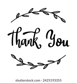 Thank you. Lettering phrase isolated on white background.