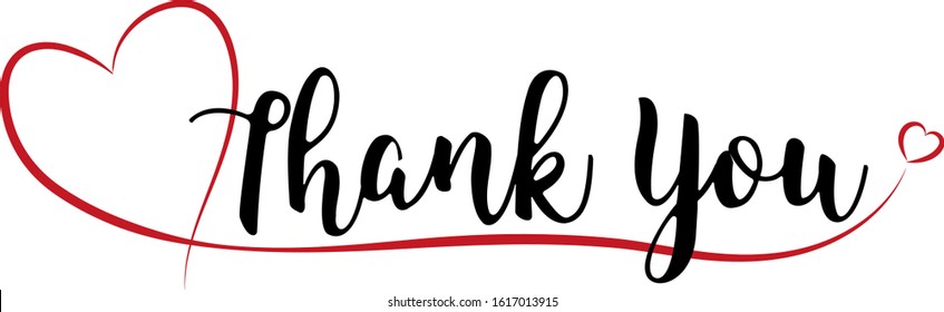 Thank You Lettering with Red Heart