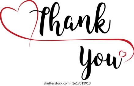 Thank You Lettering with Red Heart