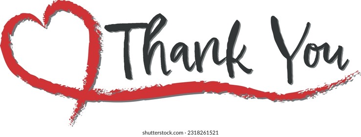 Thank You Lettering with Red Heart